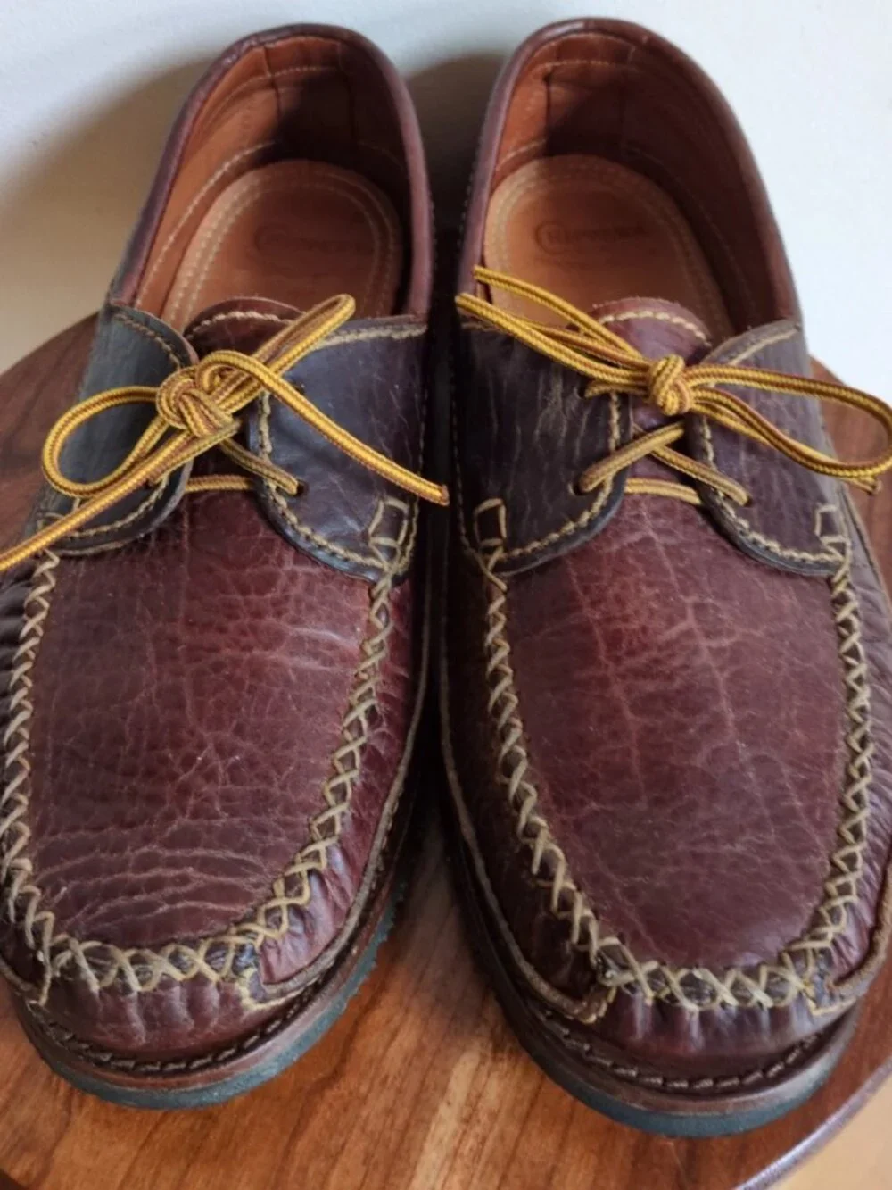Chippewa Bison Leather Vibram Sole Loafers Shoes Mens 12 D Rugged Brown USA